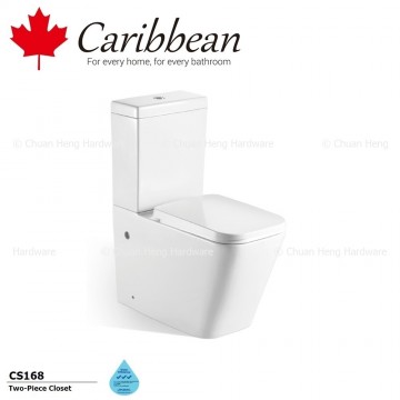 Caribbean CS-168 Pedestal Pan & Water Cistern c/w Soft-Closing Seat Cover (White)