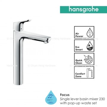 Hansgrohe Focus Single lever basin mixer 230 with pop-up waste set