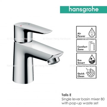 Hansgrohe Talis E Single lever basin mixer 80, 1/2" nut, 2 Ticks