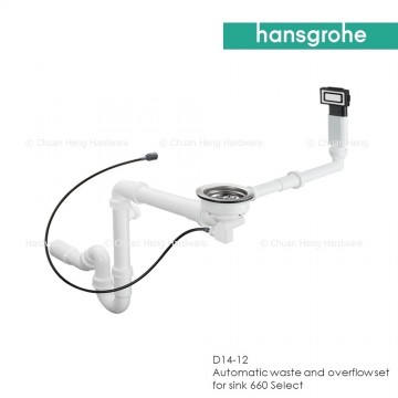 Hansgrohe 43941009 Automatic waste and overflow set 660 for Select Unit