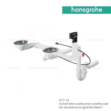 Hansgrohe 43948000 Automatic waste and overflow set for double bowl for granite Select unit