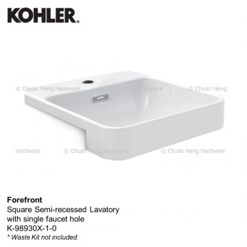 Kohler K-98930X-1-0 Forefront 18" Square Semi-Recessed Lavatory