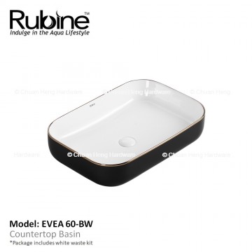 Rubine EVEA 60 Counter Top Basin (Matt Black/White With Rose Gold Skirting)