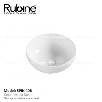 Rubine SPIN 40B Counter Top Basin (Glossy White)