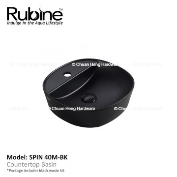 Rubine SPIN 40M Counter Top Basin with Mixer Hole (Matt Black)