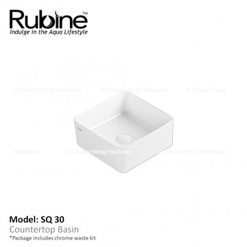 Rubine SQ 30 Counter Top Basin (Glossy White)