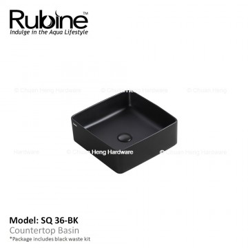 Rubine SQ 36 Counter Top Basin (Matt Black)