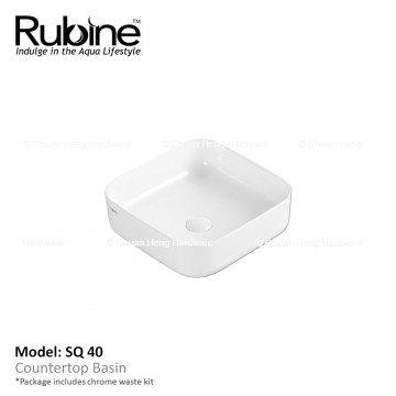 Rubine SQ 40 Counter Top Basin (Glossy White)