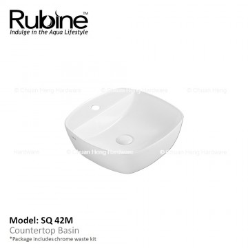 Rubine SQ 42M Counter Top Basin (Glossy White)