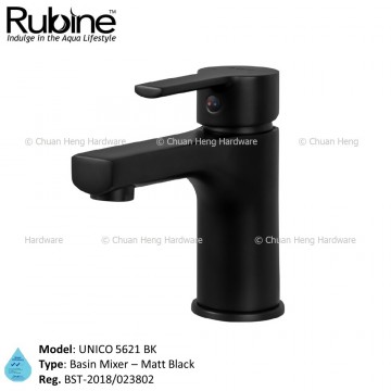 Rubine 5621-BK UNICO Series Basin Mixer (Black)