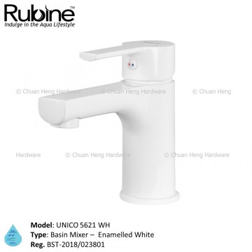 Rubine 5621-WH UNICO Series Basin Mixer (White)