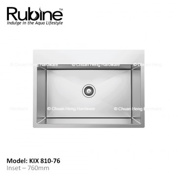 Rubine KIX810-76 Stainless Steel Sink 1 Bowl