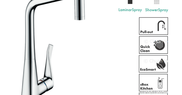 Hansgrohe Metris M71 Single lever kitchen mixer 320 with pull-out spray ...