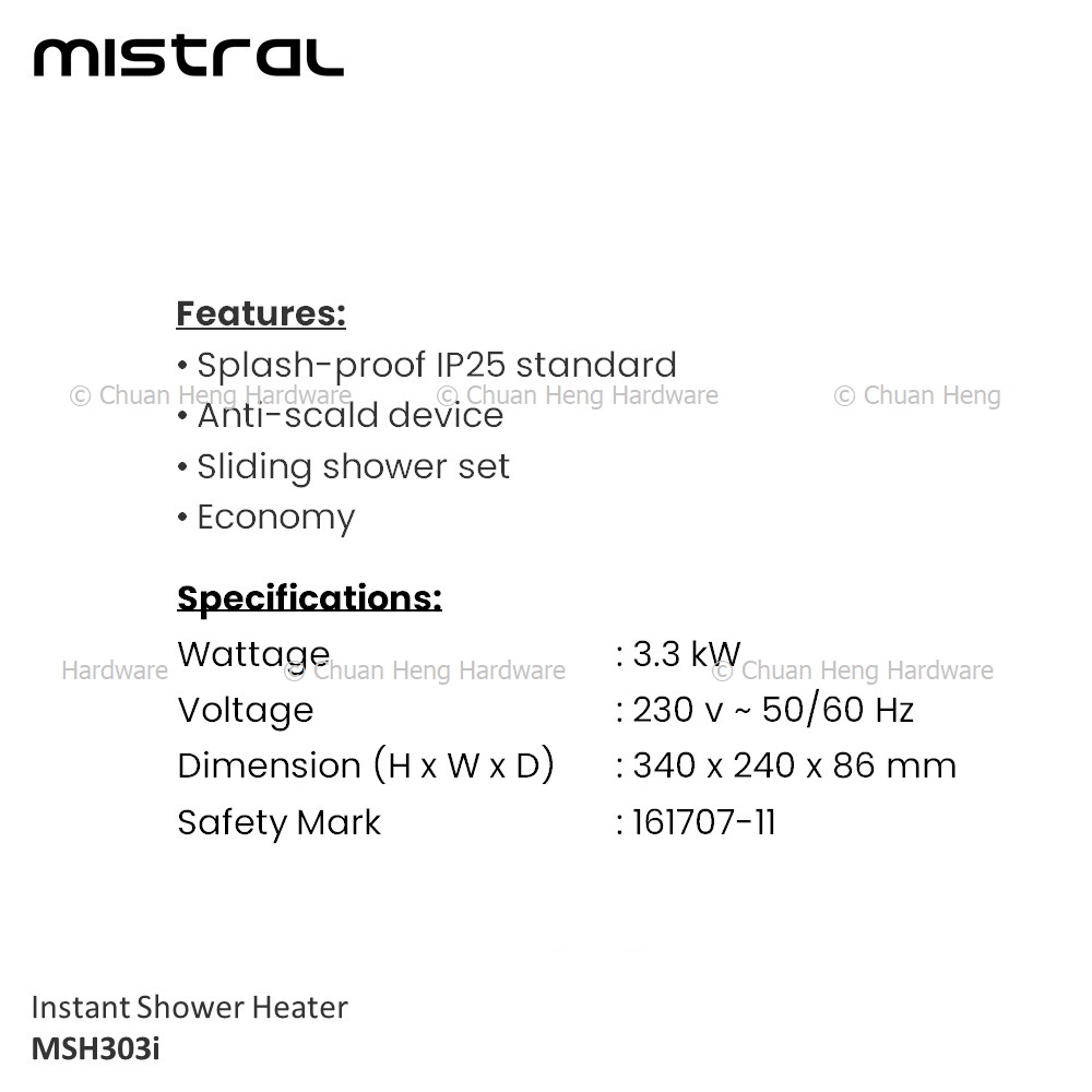 Mistral Instant Shower Heater